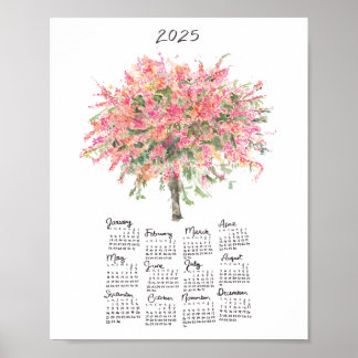 2025 Regenboog Showerboom Aquarel Kalender Poster