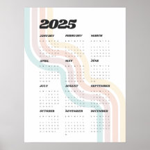 2025 Retro wandkalender - 18 "x24" Poster