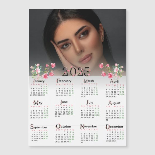 2025 Roze Bloemenkalender Custom Photo (Voorkant)
