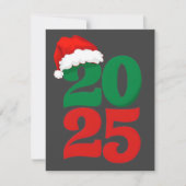 2025 Santa Hat - Feestelijke Kerstaftelling Feestdagenkaart (Voorkant)