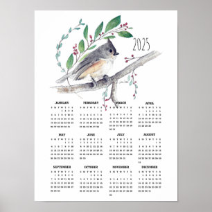 2025 Schattigee Tufted Titmouse Poster Kalender