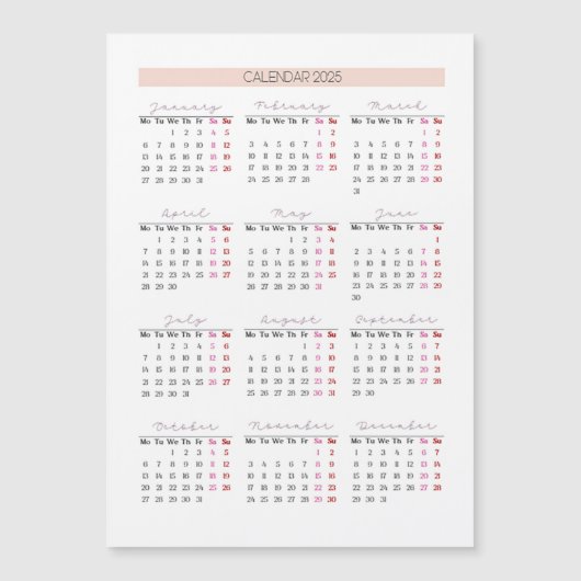 2025 Soft Blush Grid met Weekend Highlights (Voorkant)