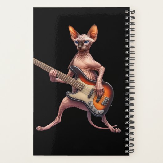 2025 Sphynx Cat Calendar Bass Player Muzikant Planner (Achterkant)