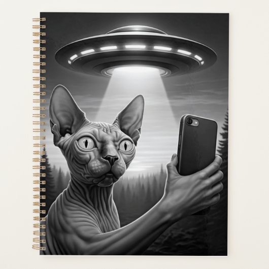 2025 Sphynx Kat UFO Kalender Selfie Area 51 Planner (Voorkant)