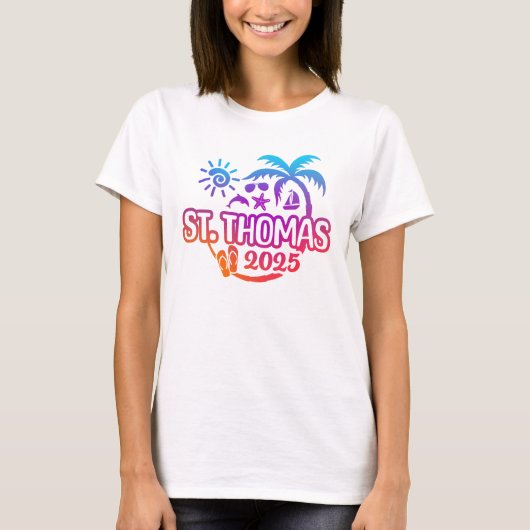 2025 St. Thomas Vakantie of Trip Design T-shirt (Voorkant)