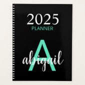 2025 Turquoise Noir Simple Moderne Monogramme Nom  (Devant)