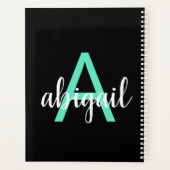 2025 Turquoise Noir Simple Moderne Monogramme Nom (Dos)