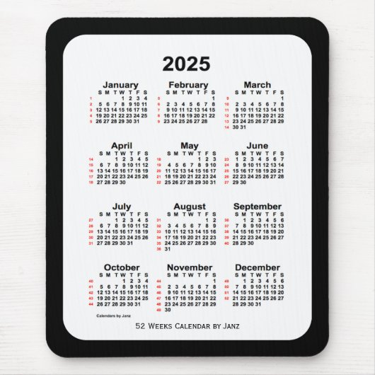2025 Two Tone Black 52 Week Agenda by Janz Muismat (Voorkant)