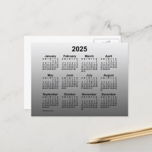 2025 Vervaaagde Witte Mini Kalender van Janz Postc Briefkaart