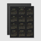 2025 Voljaar Zwart Goud Jaarlijkse Kalender Magnet (Voorkant / Achterkant)