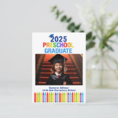 2025 Voorschoolse Foto Aangepaste Kinderen Afstude Briefkaart (Staand voorkant)