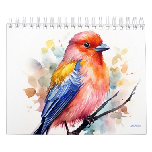 2025 waterverf vogelfruitboom maandmuur kalender (Hoes)