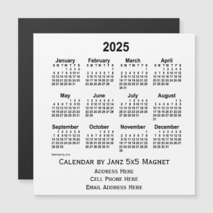2025 White Business Calendar par Janz 5x5 Magnet