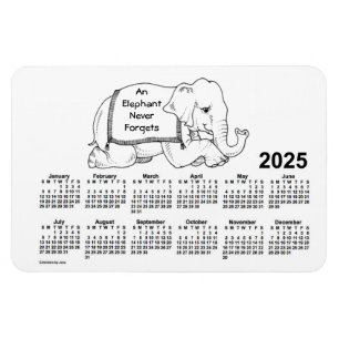 2025 White Elephant Calendar door Janz 4x6 Magnet Magneet