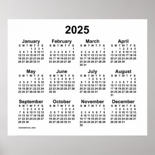 2025 White Wandkalender van Janz Poster