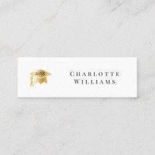 2025 Wit   Goud Afstudeerder Pet Afstuderen Insert Mini Visitekaartje