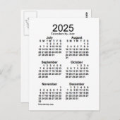 2025 Witte 6 maanden Mini Agenda van Janz Briefkaart (Voorkant / Achterkant)
