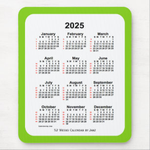 2025 Yellow Green 52 Week agenda van Janz Muismat