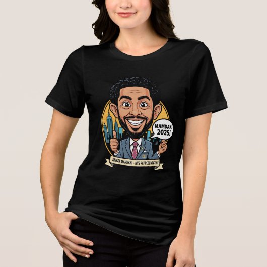 2025 Zohran Mamdani New York City Tri-Blend Shirt (Voorkant)