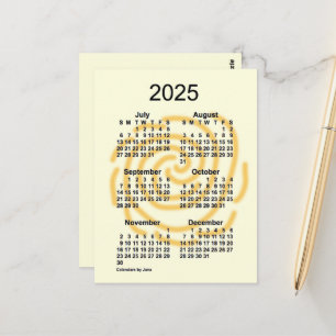 2025 Zonnige Dagen 6 Maanden Mini Kalender van Jan Briefkaart