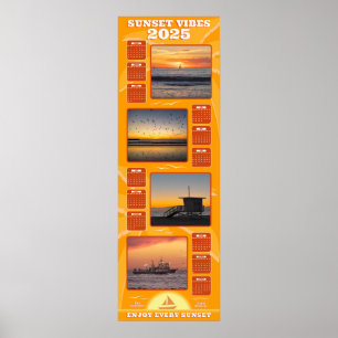 2025 Zonsondergangen en strand vibes kalender Poster