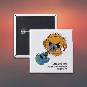 2025 Zonsverduistering Photobomb gepersonaliseerd Vierkante Button 5,1 Cm