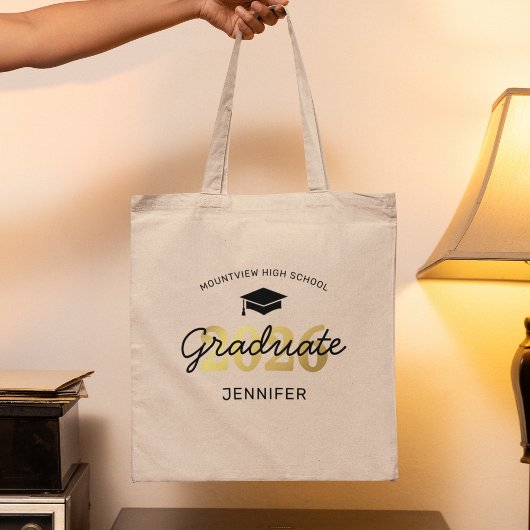 2025 Zwart Goud Afstuderen Gift Tote Bag