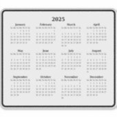 2025 Zwart-wit mini kalender Sticker (Voorkant)