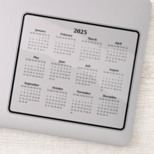 2025 Zwart-wit mini kalender Sticker