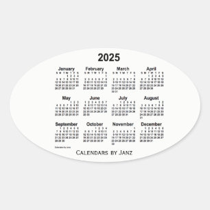 2025 Zwarte en Witte Agenda van Janz Oval Sticker