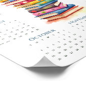 2026 1-Page Calendar Black Cat on Colorful Books Poster (Hoek)