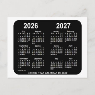 2026-2027 White Neon School Calendar van Janz Briefkaart