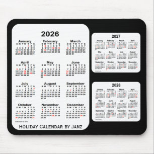 2026-2028 Black 3 Year Holiday Calendar van Janz Muismat