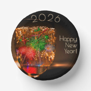 2026 / 202x wensen met vuurwerk en bubbels papieren kommen