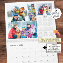 2026 5 foto's per maand en 2026 jaar in een oogops