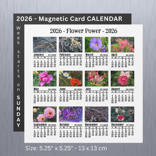 2026 Aangepaste Bloem magnetische witte Kalender S