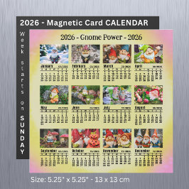 2026 Aangepaste Foto Gnome Kalender Zondag start