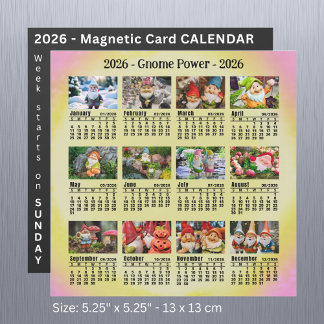 2026 Aangepaste Foto Gnome Kalender Zondag start