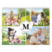 2026 Aangepaste fotocollage Moderne monogram famil Kalender (Hoes)