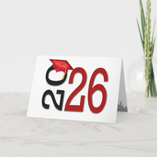 2026 Afstudeer Rood en Zwarte Schoolkleuren Kaart