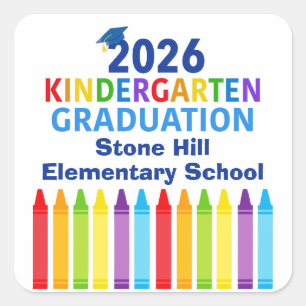 2026 Afstudeerfeestje voor kleuterschool Vierkante Sticker
