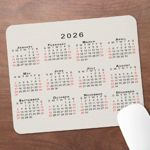 2026 Agenda Beige Nepcanvas Textuur Muismat