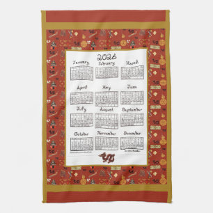 2026 Agenda Chinese Thema Rode Herhaling Stof Lett Theedoek