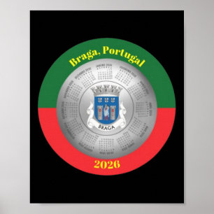 2026 Agenda Fans Zilveren Stadswapen Braga Portuga Poster