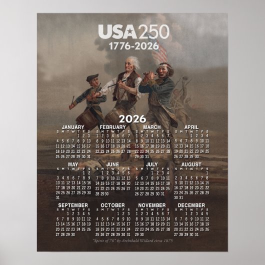 2026 Agenda - Geest van '76 - Amerika's 250ste ver Poster (Voorkant)