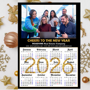 2026 Agenda Goud Glitter Zakelijke Foto Magnetisch