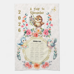 2026 Agenda Handdoek Mooie Volken Bloemen Vogels
