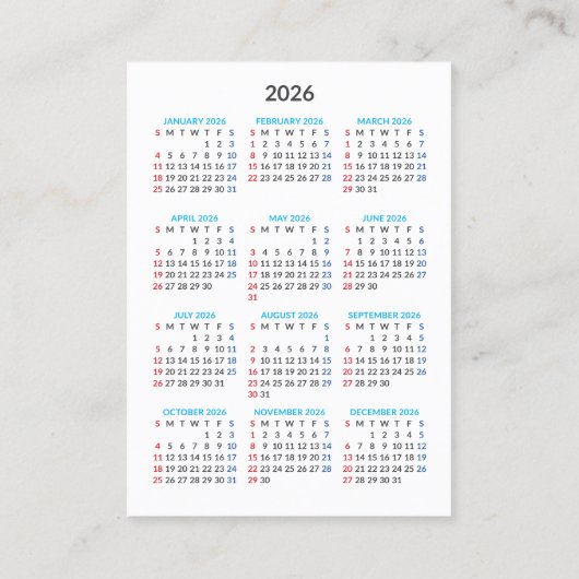 2026 Agenda Kaart: Zondag Start Visitekaartje (Achterkant)