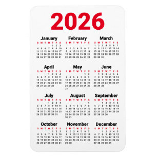 2026 Agenda Magneet Rood Zwart Grijs Wit