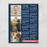 2026 Agenda Navy Koraal Goud Familie Foto Collage